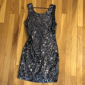 Fancy low back little black dress from express